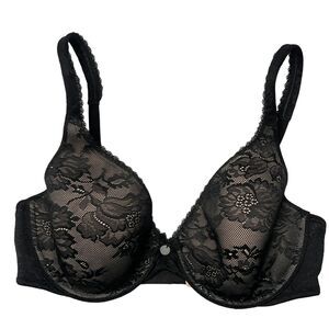 Victoria's Secret Body By Victoria Lined Perfect Coverage Black Lace Bra New